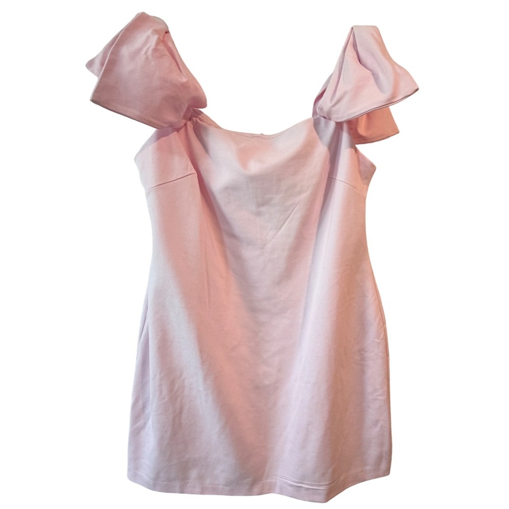 Women's XL Vibrant Pink Puff Sleeve Bodycon Mini Dress Square‎ Neck NWT Easter